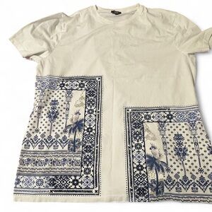 Express white and Navy Patterned Tee